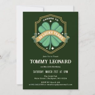 Invitación Saludos a 50 años del cumpleaños de Shamrock afort