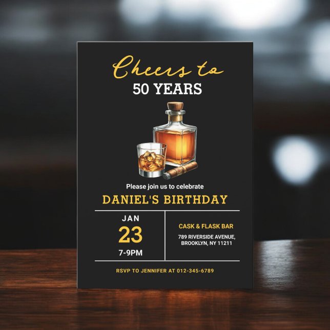Invitación Saludos a 50 años del cumpleaños de Whiskey Cigar  (Subido por el creador)