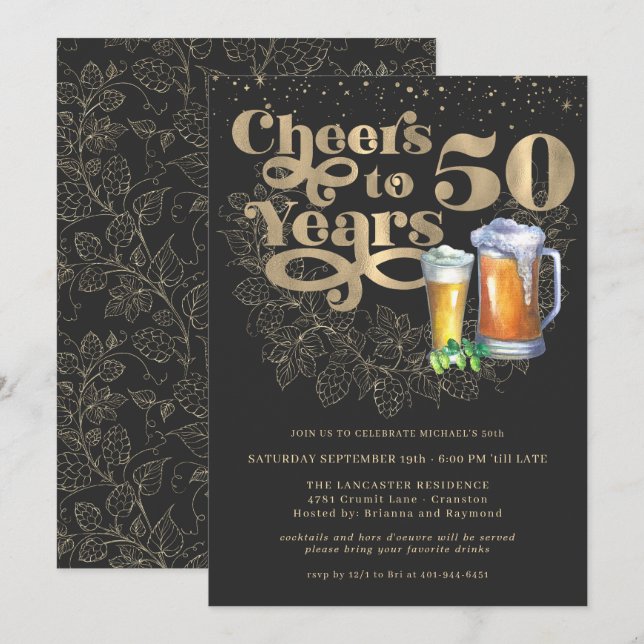 Invitación Saludos a 50 años | Fiesta de cumpleaños histórica (Anverso / Reverso)