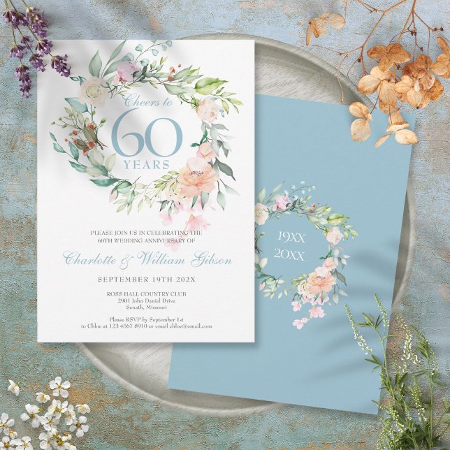 Invitación Saludos A 60 Años De Floral De Aniversario De Los  (Subido por el creador)