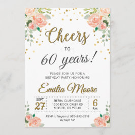 Invitación Saludos a 60 años de la fiesta de cumpleaños 60 de