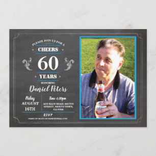 Invitación Saludos a 60 años de la foto rústica de la charla 
