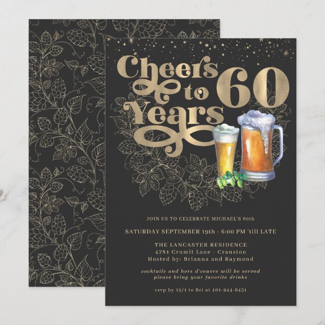 Invitación Saludos a 60 años | Fiesta de cumpleaños histórica (Anverso / Reverso)