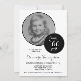 Invitación Saludos a 60 años foto en blanco y negro