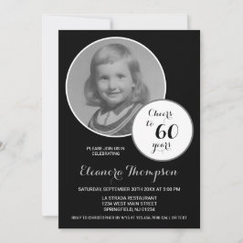 Invitación Saludos a 60 años foto en blanco y negro