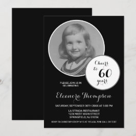 Invitación Saludos a 60 años foto en blanco y negro