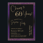 Invitación Saludos a 60 años sorpresiva fiesta de cumpleaños,<br><div class="desc">Utilizando dos tipos de letra distintivos, he creado gráficos para su invitación y los he embellecido con un efecto de oro falso metálico para una vibración festiva. Aunque cada parte se puede mover para adaptarla a sus necesidades, el encabezado dice "¡Saludos a 60 años!" y "Fiesta sorpresa". ("Sorpresa" se puede...</div>