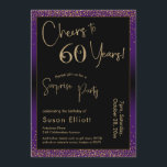 Invitación Saludos a 60 años sorpresiva fiesta de cumpleaños,<br><div class="desc">Utilizando dos tipos de letra distintivos, he creado gráficos para su invitación y los he embellecido con un efecto de oro falso metálico para una vibración festiva. Aunque cada parte se puede mover para adaptarla a sus necesidades, el encabezado dice "¡Saludos a 60 años!" y "Fiesta sorpresa". ("Sorpresa" se puede...</div>