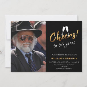 Invitación Saludos a 66 años foto de cumpleaños para adultos