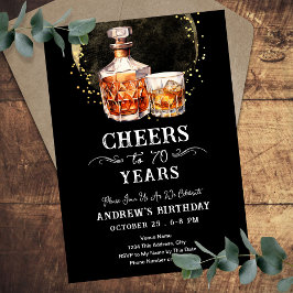 Invitación Saludos a 70 años cumpleaños de adultos en Whiskey