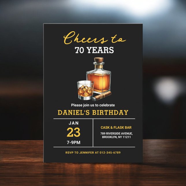 Invitación Saludos a 70 años del cumpleaños de Whiskey Cigar  (Subido por el creador)