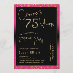 Invitación Saludos a 75 años sorpresiva fiesta de cumpleaños,
