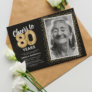 Invitación Saludos a 80 años 80 foto de cumpleaños