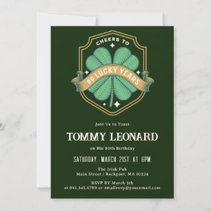 Invitación Saludos a 80 años del cumpleaños de Shamrock afort