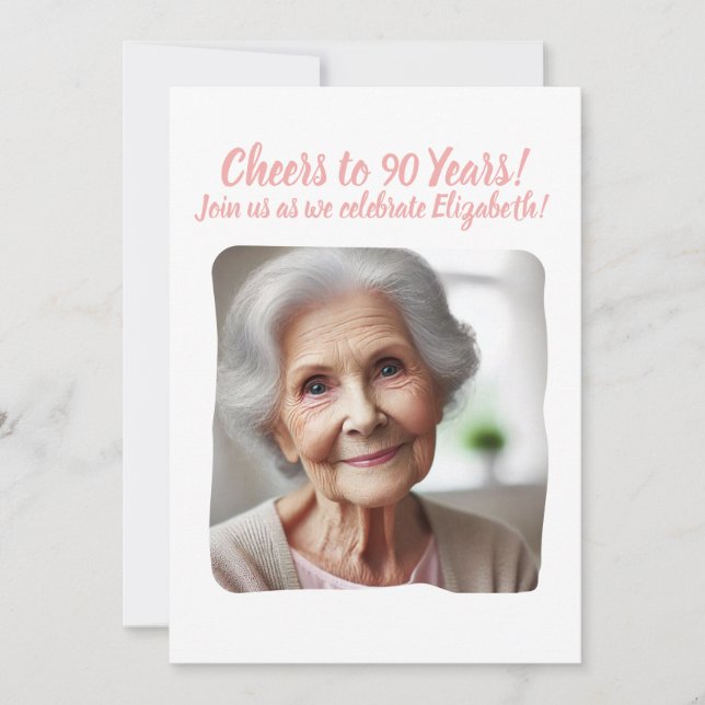 Invitación Saludos a 90 años fiesta de cumpleaños número 90 A (Anverso)