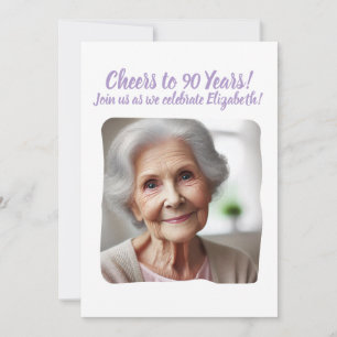 Invitación Saludos a 90 años fiesta de cumpleaños número 90 A