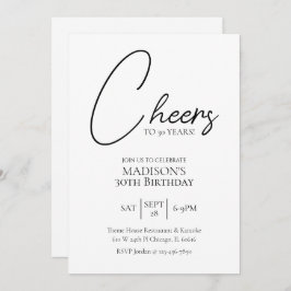 Invitación Saludos a cualquier edad, cumpleaños blanco y negr