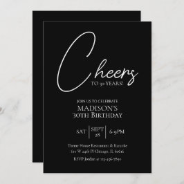 Invitación Saludos a cualquier edad, cumpleaños blanco y negr