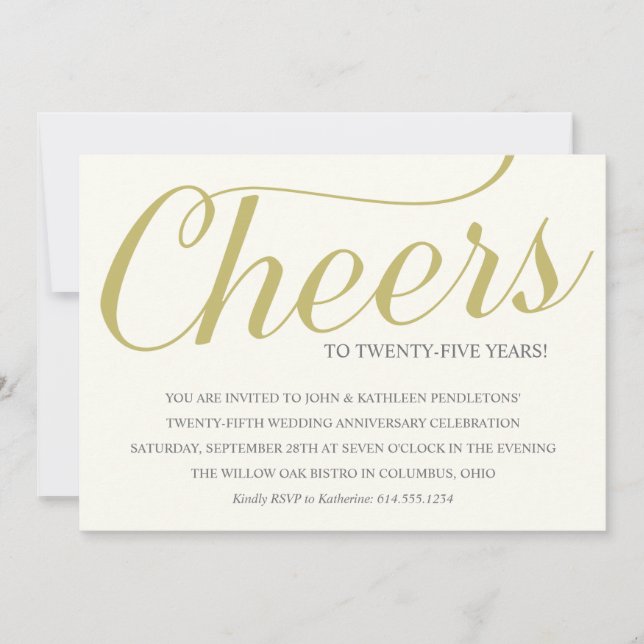 Invitación Saludos a Fiesta de 25 años de Boda Aniversario (Anverso)