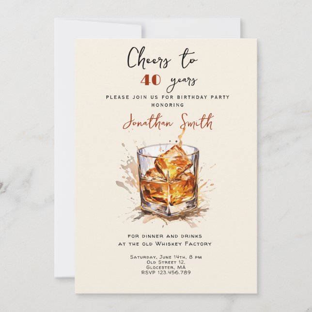 Invitación Saludos a... fiesta de cumpleaños de Whiskey (Anverso)
