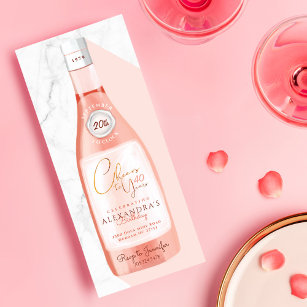 Invitación Saludos a la botella de vino Pink Rosé, Chica de c