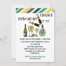 Invitación Saludos a la cena de Año Nuevo Cóctel Arte Moderno