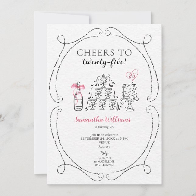 Invitación Saludos a la Chica de cumpleaños Bubbly Champagne  (Anverso)