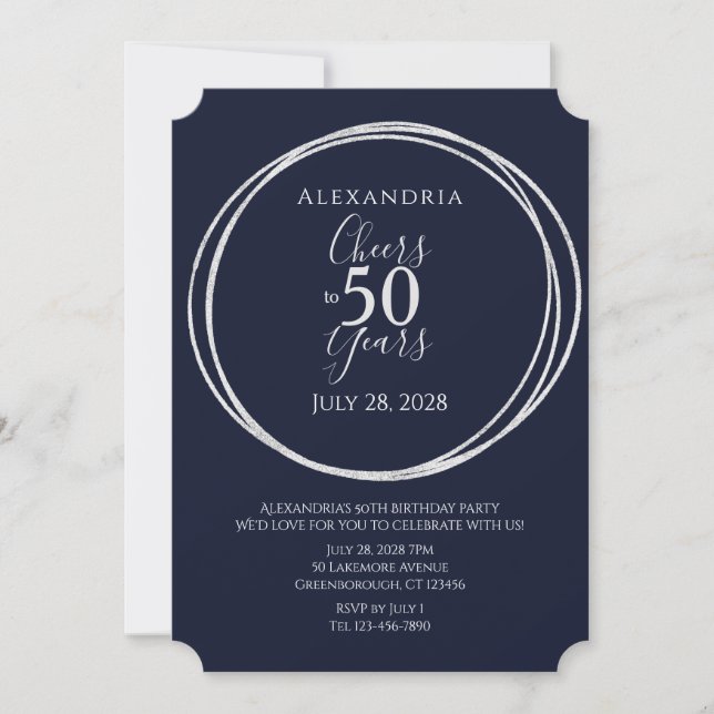 Invitación Saludos a la fiesta de cumpleaños de 50 años de la (Anverso)