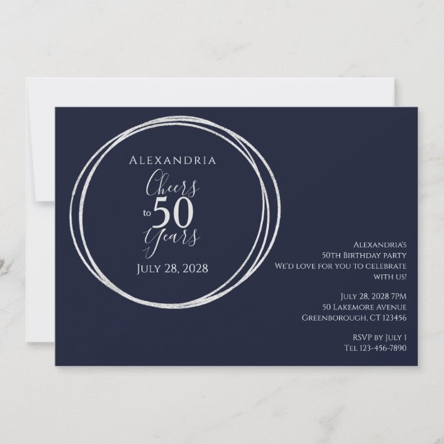 Invitación Saludos a la fiesta de cumpleaños de 50 años de la (Anverso)