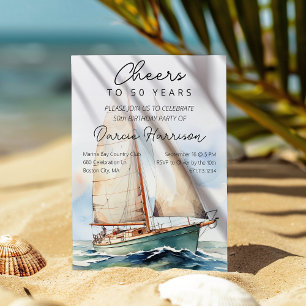 Invitación Saludos a la fiesta de cumpleaños de barco de vela