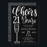 Invitación Saludos a la fiesta de cumpleaños en blanco y negr<br><div class="desc">Moderna y elegante tipografía escrita a mano en blanco y negro a la moda anima a 21 años de guión hito / cualquier invitación de cumpleaños de hombres de edad.           Fácil de personalizar con la edad y los detalles de su fiesta!</div>