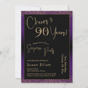 Invitación Saludos a la fiesta sorpresa de cumpleaños de 90 a