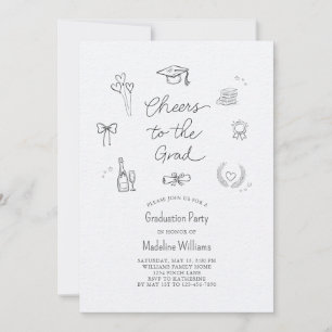 Invitación Saludos a la graduación del doodle mágico