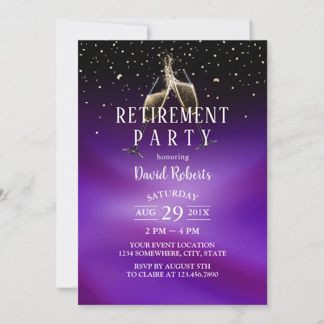 Invitación Saludos A La Jubilación La Tosta De Champagne Con  (Anverso)