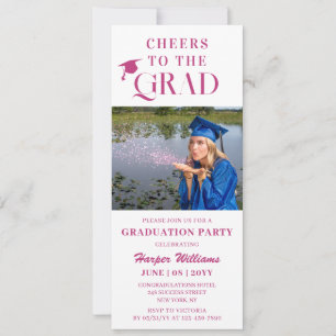 Invitación Saludos A La Moderna Y Grad Fotográfica Guión Rosa