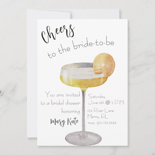 Invitación Saludos a la novia por ser (Anverso)