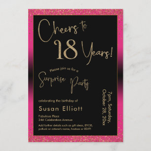 Invitación Saludos a la sorpresiva fiesta de cumpleaños de 18