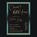 Invitación Saludos a la sorpresiva fiesta de cumpleaños de 60<br><div class="desc">Utilizando dos tipos de letra distintivos, he creado gráficos para su invitación y los he embellecido con un efecto de oro falso metálico para una vibración festiva. Aunque cada parte se puede mover para adaptarla a sus necesidades, el encabezado dice "¡Saludos a 60 años!" y "Fiesta sorpresa". ("Sorpresa" se puede...</div>
