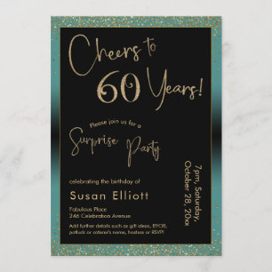 Invitación Saludos a la sorpresiva fiesta de cumpleaños de 60