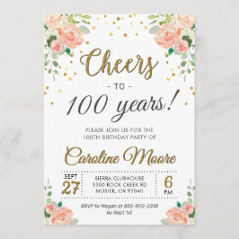 Invitación Saludos a las 100 Años Damas Fiesta de Cumpleaños