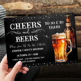 Invitación Saludos a las cervezas doble cumpleaños