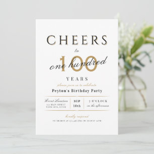 Invitación Saludos a los 100 años de elegantes y elegantes cu