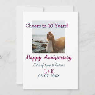 Invitación Saludos a los 10 años feliz aniversario agregar da