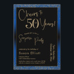 Invitación Saludos a los 50 años de la sorpresa de la fiesta<br><div class="desc">Utilizando dos tipos de letra distintivos, he creado gráficos para su invitación y los he embellecido con un efecto de oro falso metálico para una vibración festiva. Aunque cada parte se puede mover para adaptarla a sus necesidades, el encabezado dice "¡Saludos a 50 años!" y "Fiesta sorpresa". ("Sorpresa" se puede...</div>