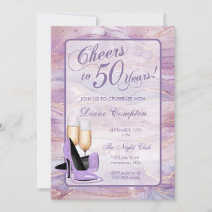 Invitación Saludos a los 50 años de Lavender Gold Birthday