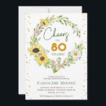Invitación Saludos a los 80 años del otoño con flores de gira<br><div class="desc">Elegante y luminosa invitación de fiesta de cumpleaños con girasoles - puede ser personalizada para cualquier edad. En nuestra tienda de Zazzle se pueden encontrar inserciones,  carteles,  juegos y decoraciones similares. Si busca algún artículo específico,  no dude en ponerse en contacto con nosotros.</div>