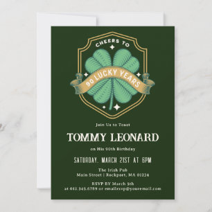 Invitación Saludos a los 90 años del cumpleaños afortunado de