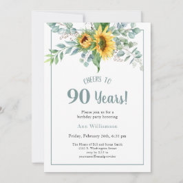 Invitación Saludos a los 90 años del cumpleaños del girasol