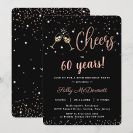 Invitación Saludos a los Bubbly Birthday Party Rosa Gold CUAL