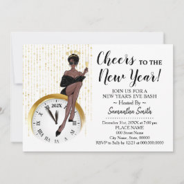 Invitación Saludos a los Chicas Purpurinas de Año Nuevo